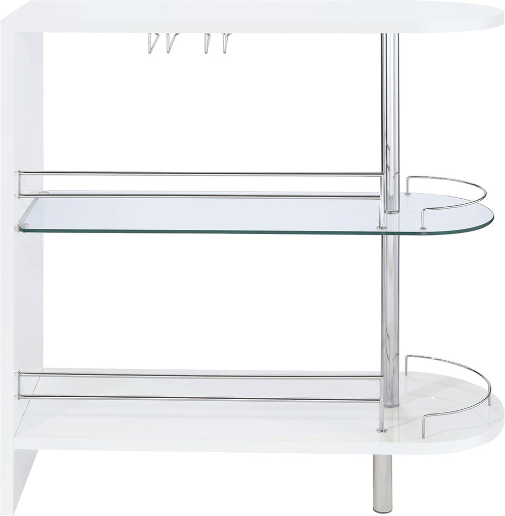 COASTER 2-holder Bar Table, Glossy White/Clear