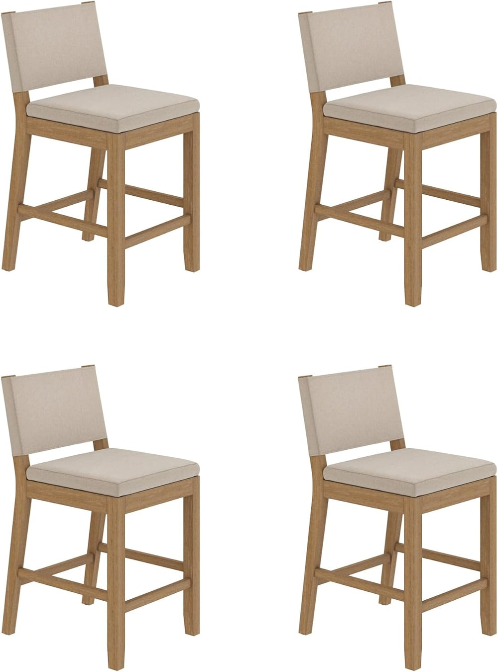 Nathan James Linus Modern Upholstered Counter Height Bar Stool with Back and ...