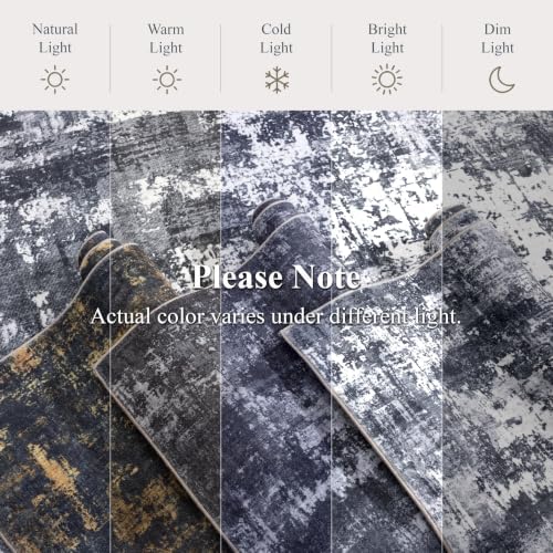 Sasttie 6x9 Washable Area Rug, Modern Abstract Carpet, Black & White