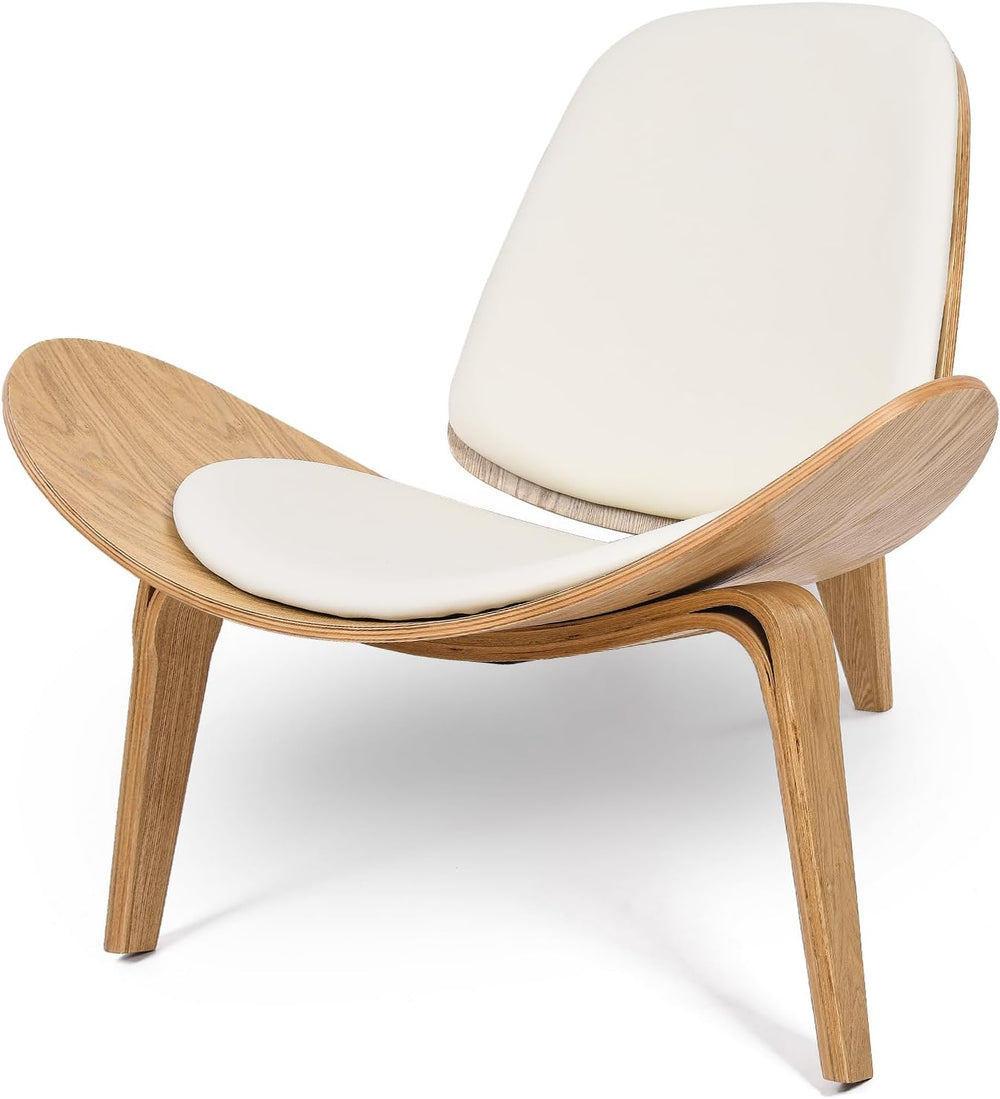 Hans Wegner Style Chair, Simple and Modern Leather Shell Chairs with Padded S...