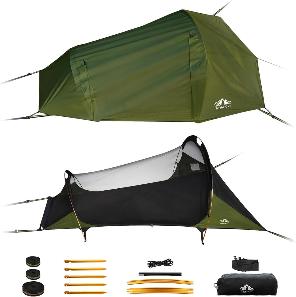 Night Cat Flat Lay Hammock Tent: Portable Lightweight Camping Hammock with Mo...