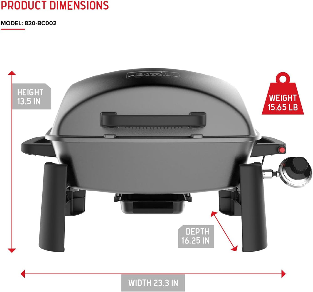 Nexgrill Tabletop 1 Burner Gas Grill, Compact with Cast Aluminum Frame