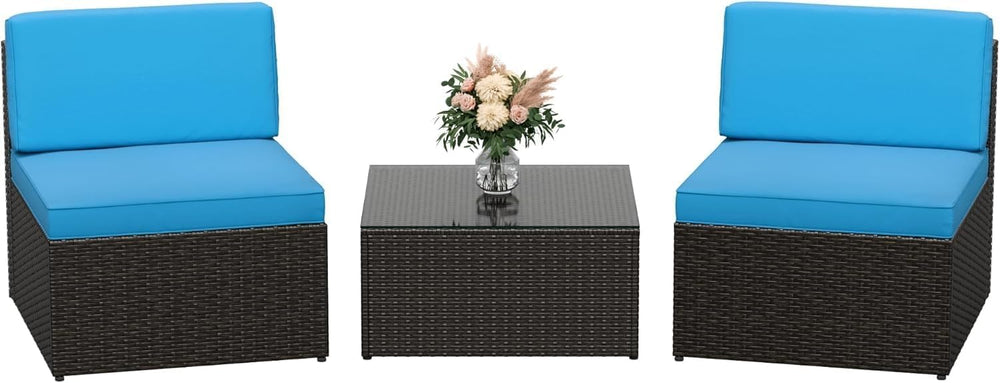 Devoko 3 Pieces Outdoor Patio Conversation Sets, Couch Sectional Sofa