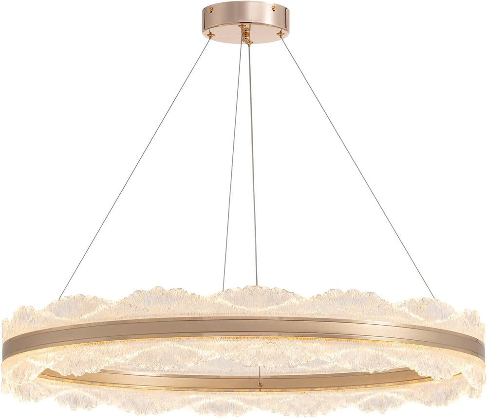 Gold Chandelier 31.5" Modern Ring Chandelier, Dimmable LED Chandeliers w...