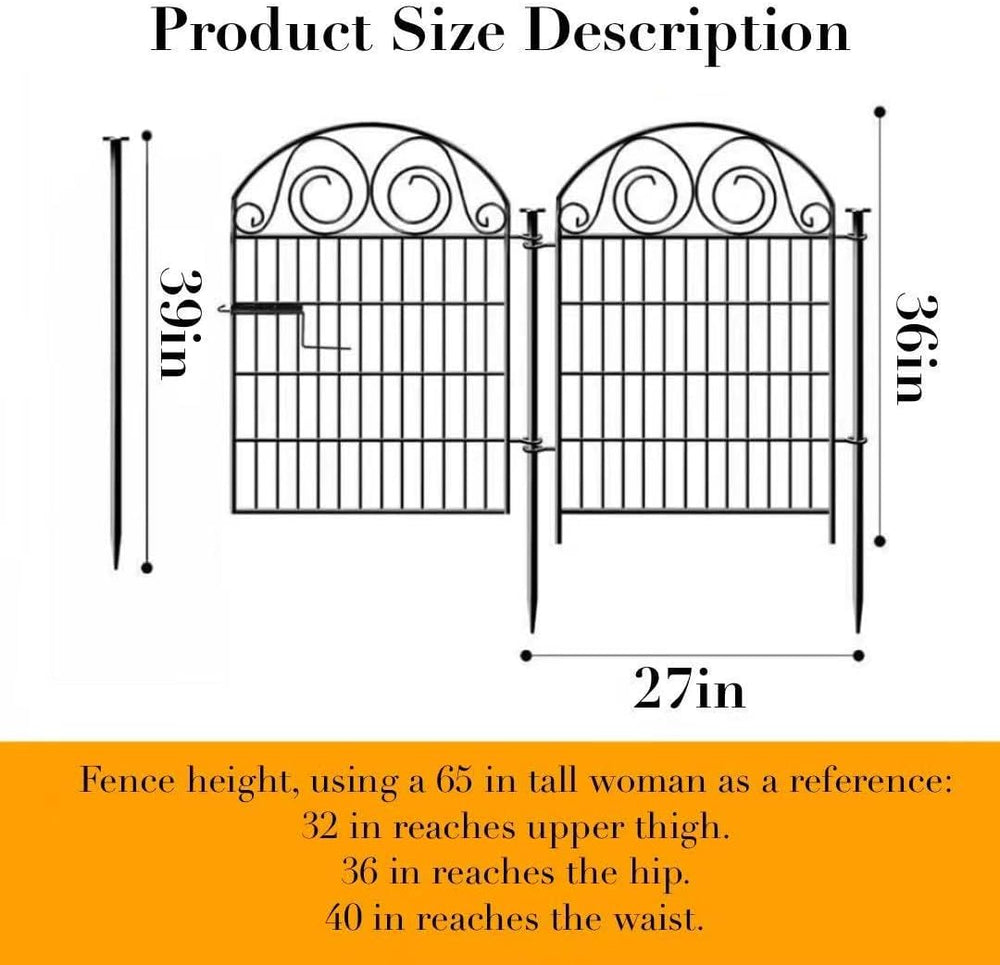 Getlay Tall Garden Animal Barrier Fence with Gate, 36 in(H)×30.6 Ft(L) 14 Pan...