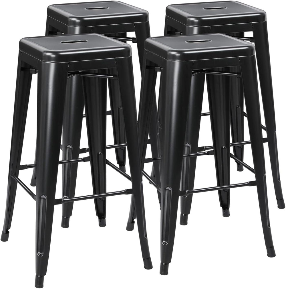 Yaheetech 30 Inch Metal Bar Stools Set of 4, Stackable Barstools, Black