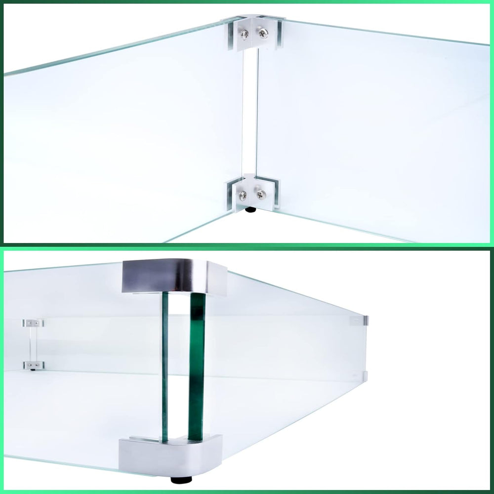 Fire Pit Wind Guard, 23.5 Inch Square Fire Pit Glass Wind Guard