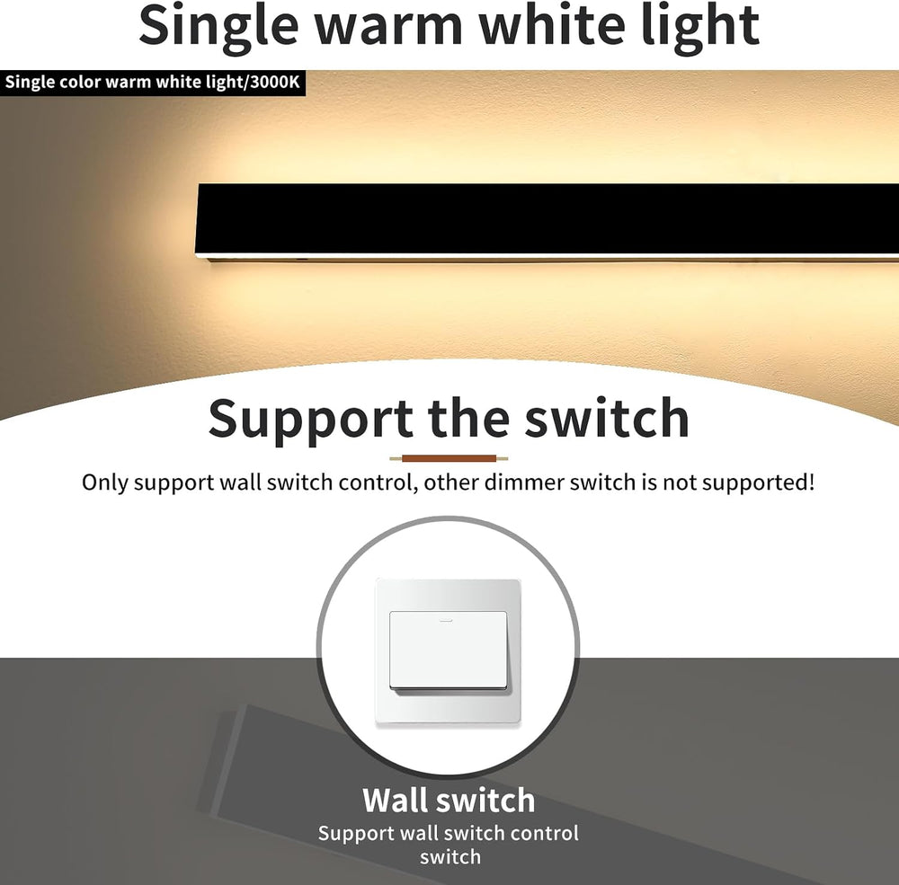 23.6inch Modern LED Wall Sconce, 3000K Warm White Outdoor Lights, IP65 Waterp...