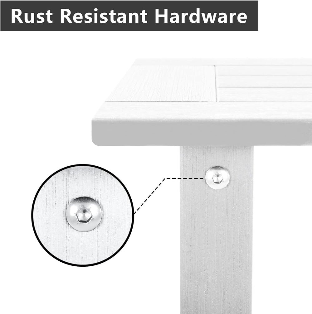 Meluvici Double Adirondack Outdoor Side Table Weather Resistant, Patio Rectan...