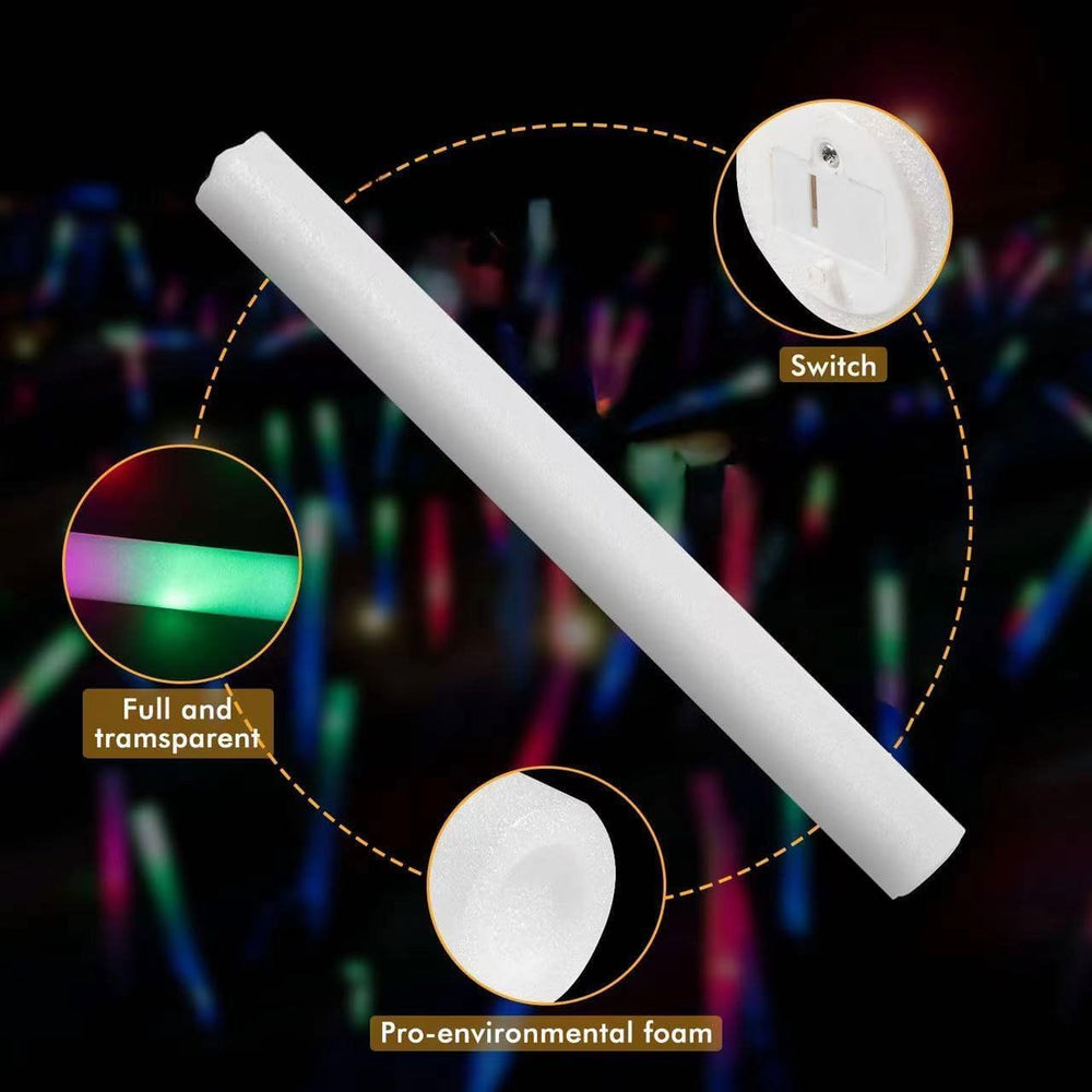 SHQDD 44 PCS Foam Glow Sticks Bulk with 3 Modes Colorful Flashing, Glow Stick...