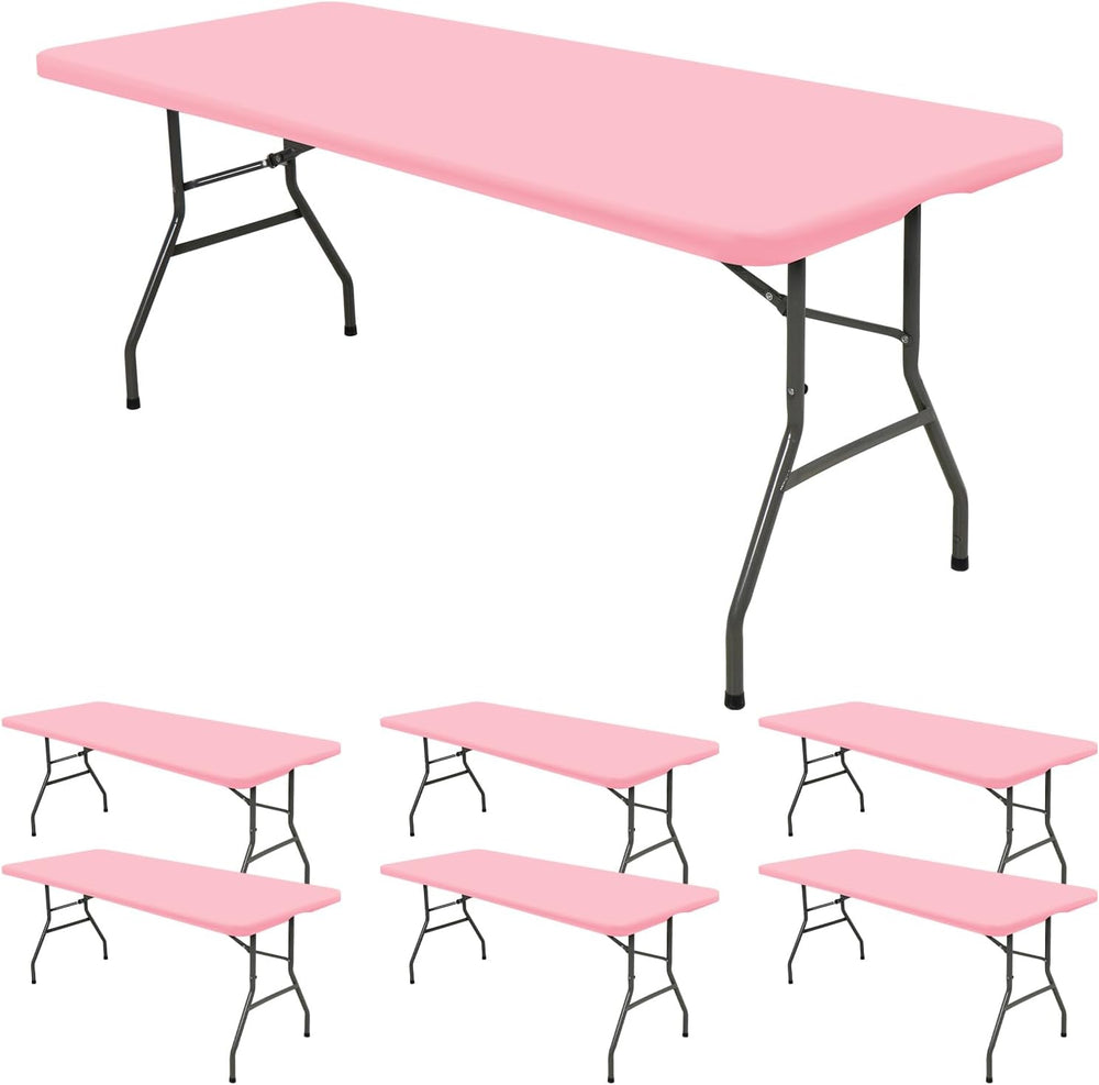 6 Pack Stretch Table Top Cap Cover, Pink, 30" x 72"