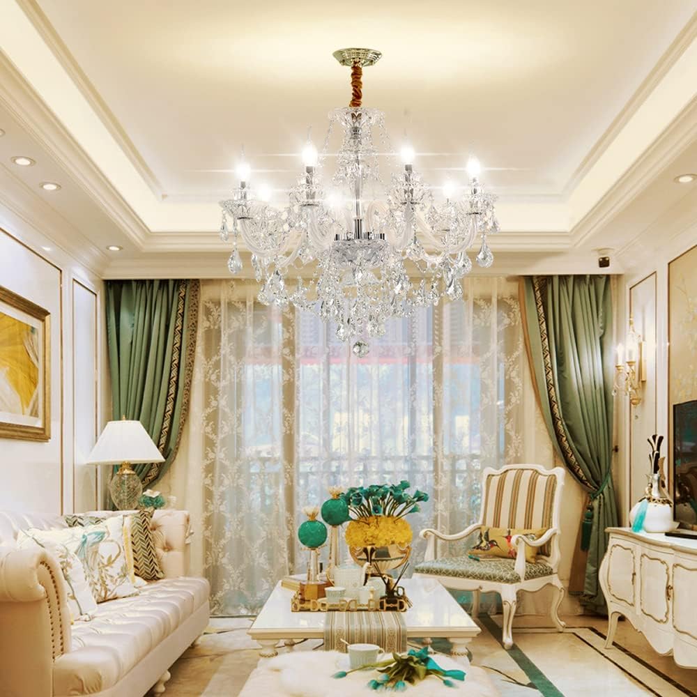 Modern K9 Transparent Crystal Chandelier,Luxury Clear Crystal Pendant Light F...