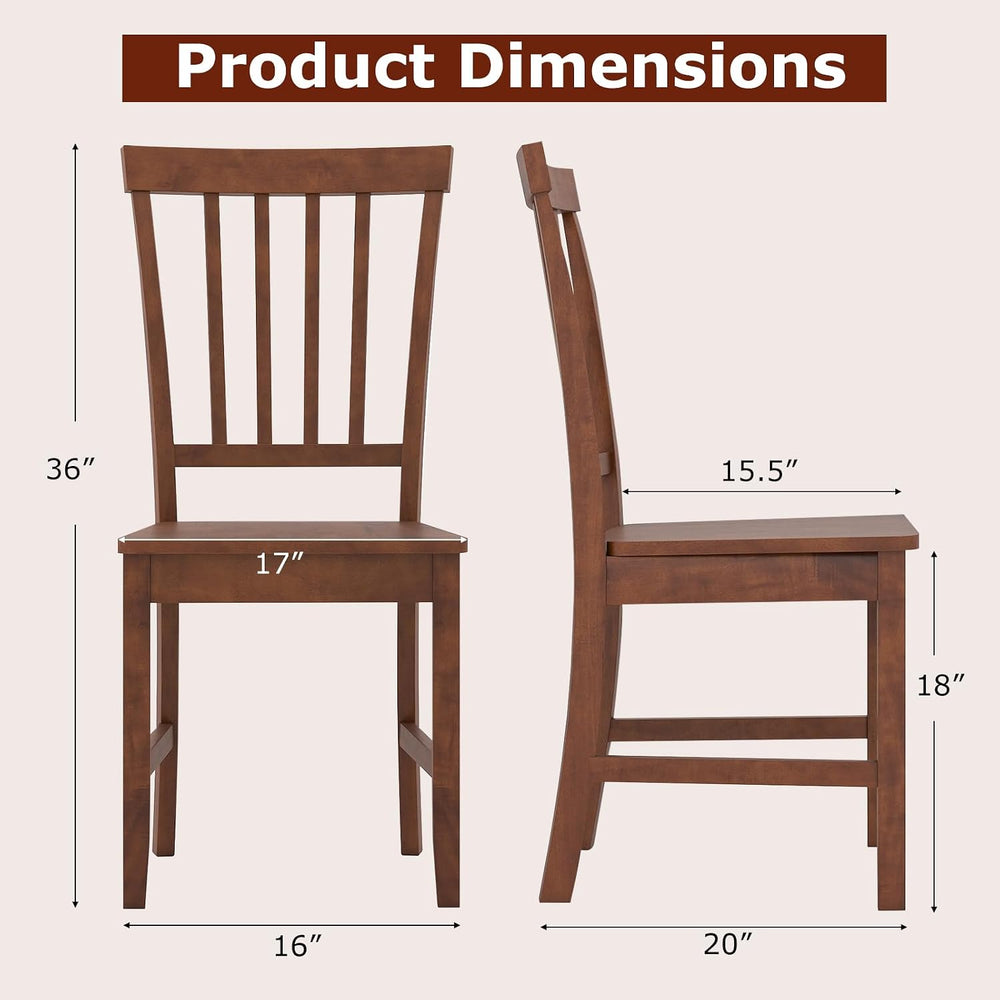 GIANTEX Wood Dining Chair Set of 2, Farmhouse Wooden Dining Side Chair with H...