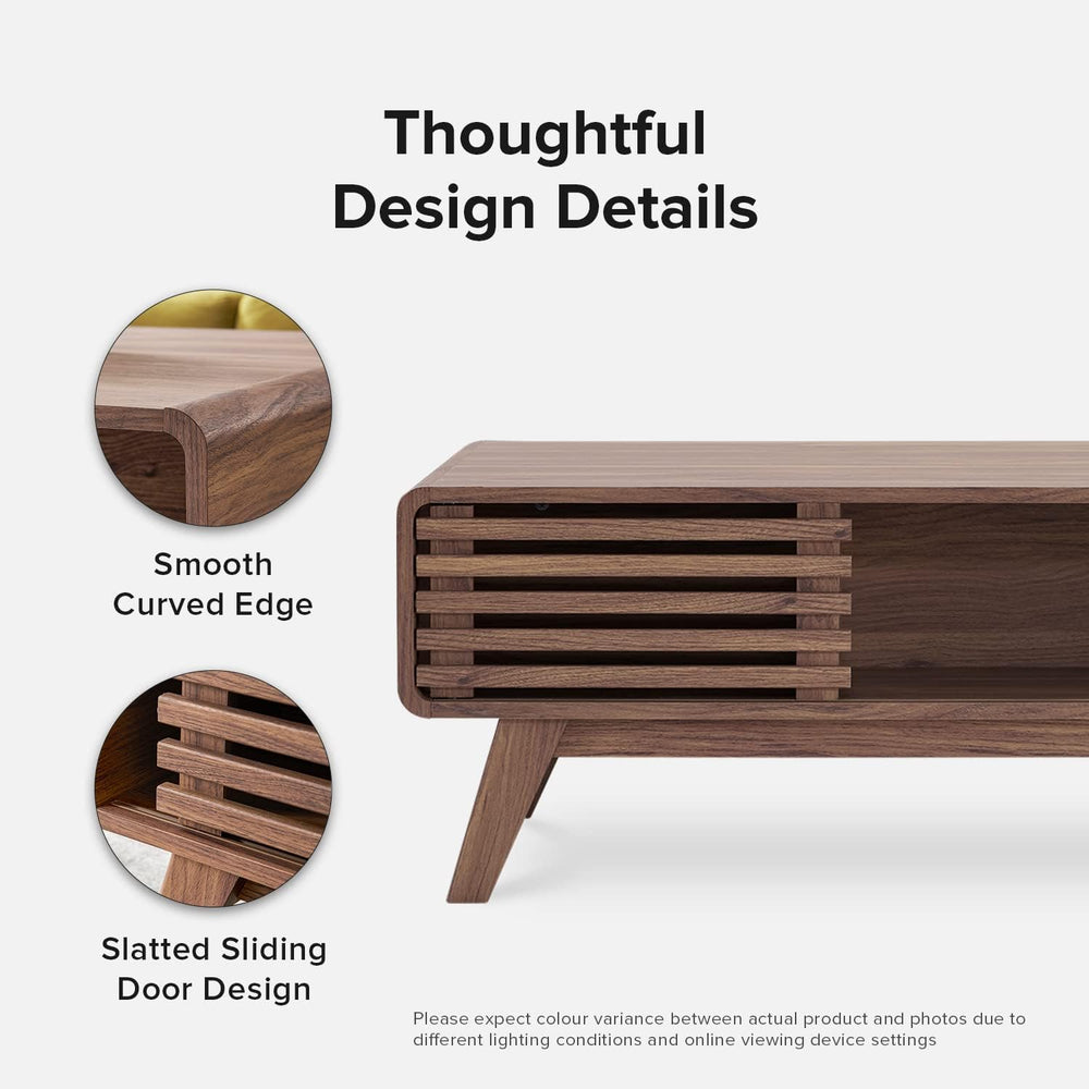 mopio Ensley Dual-Side Storage Coffee Table – Mid Century Modern Fluted Wood ...