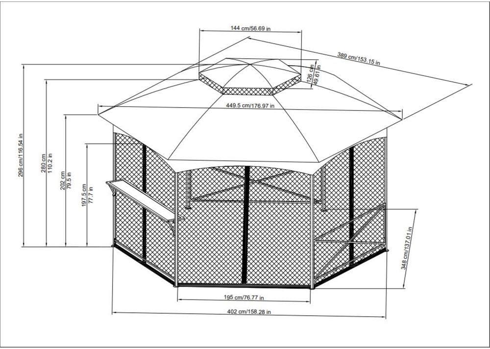 Sunjoy 15x15 ft. Soft Top Gazebo, Hexagon Steel Framed Patio Outdoor Backyard...