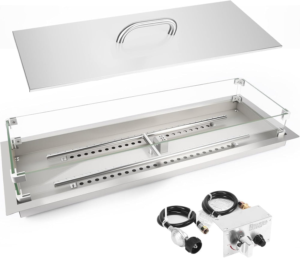 GRISUN Upgraded 36 x 12 Inch Rectangular Drop-in Fire Pit Burner Kit