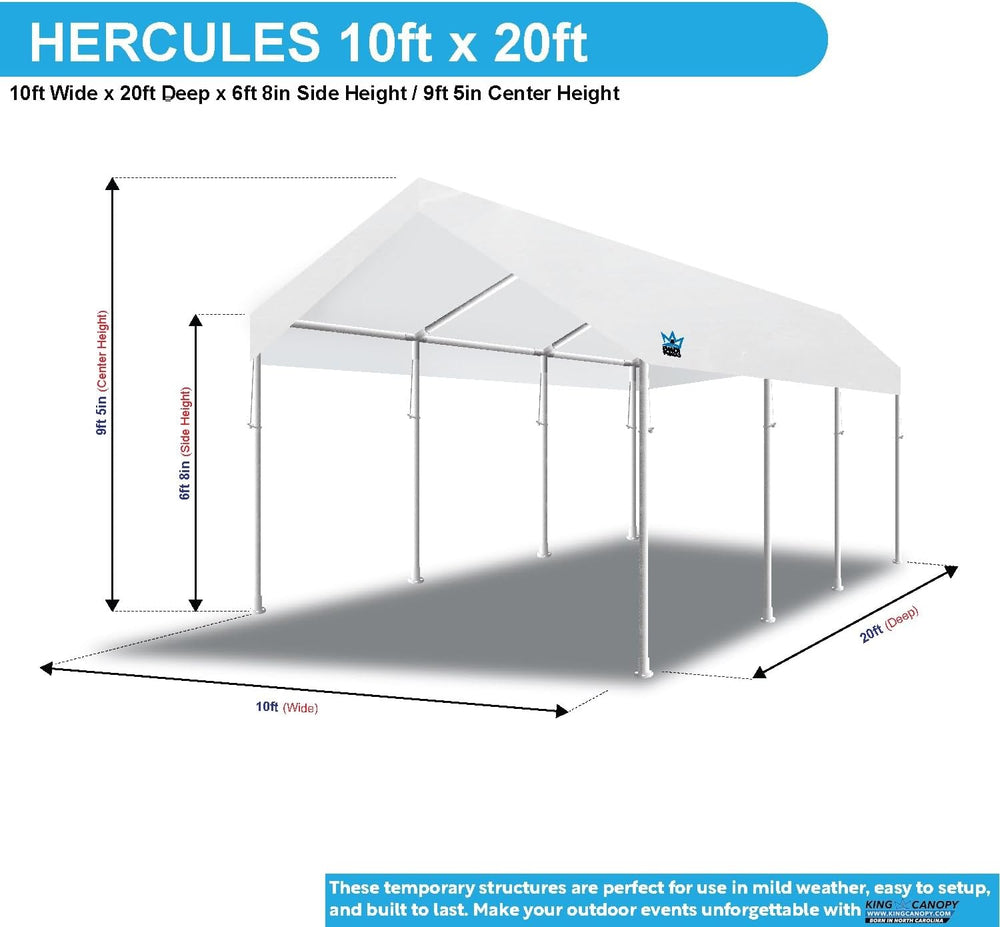 King Canopy Hercules 10-Feet by 20-Feet, 2-Inch Hammertone Steel Frame w/Butt...