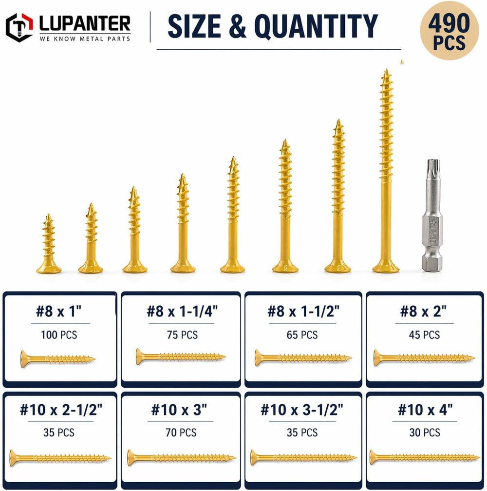 Deck Screws Assortment Kit, #10 x 3'', 3-1/2'', 2'', ...