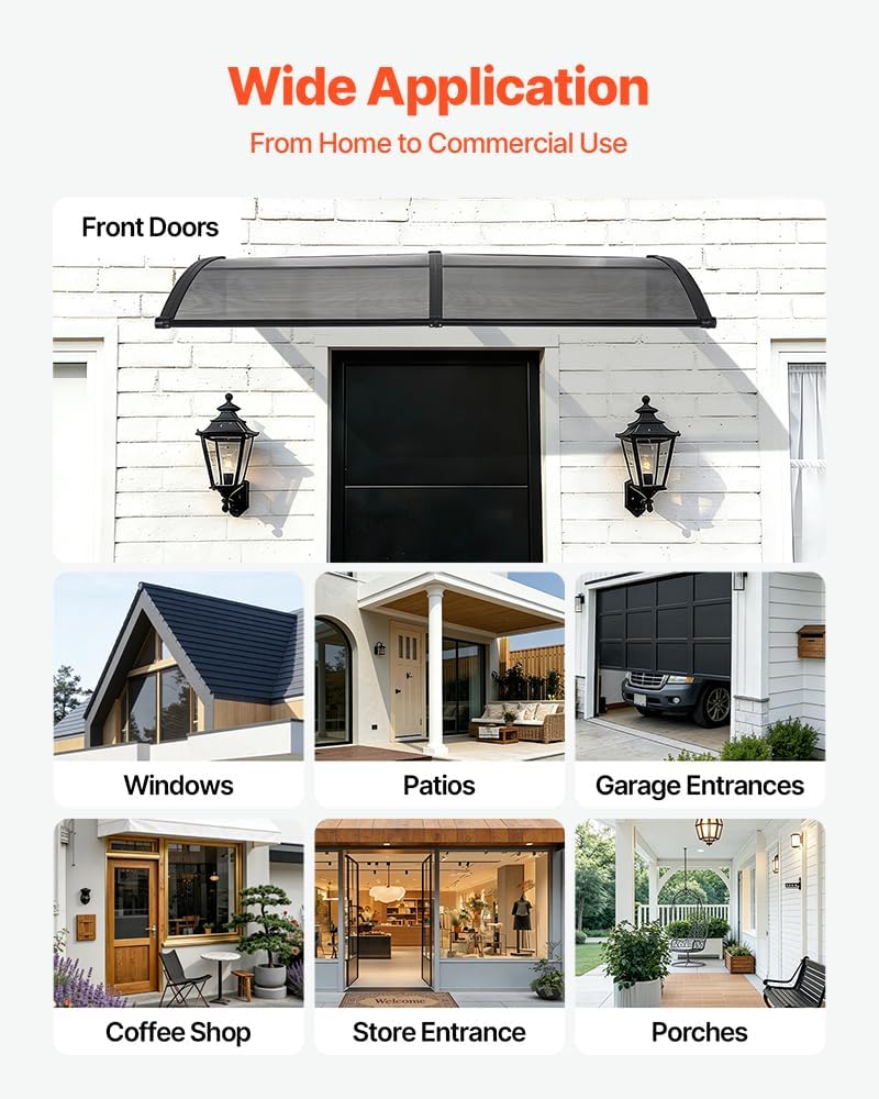 VEVOR Awnings for Door Entrance, 38" x 78" Window Door Awning Canop...