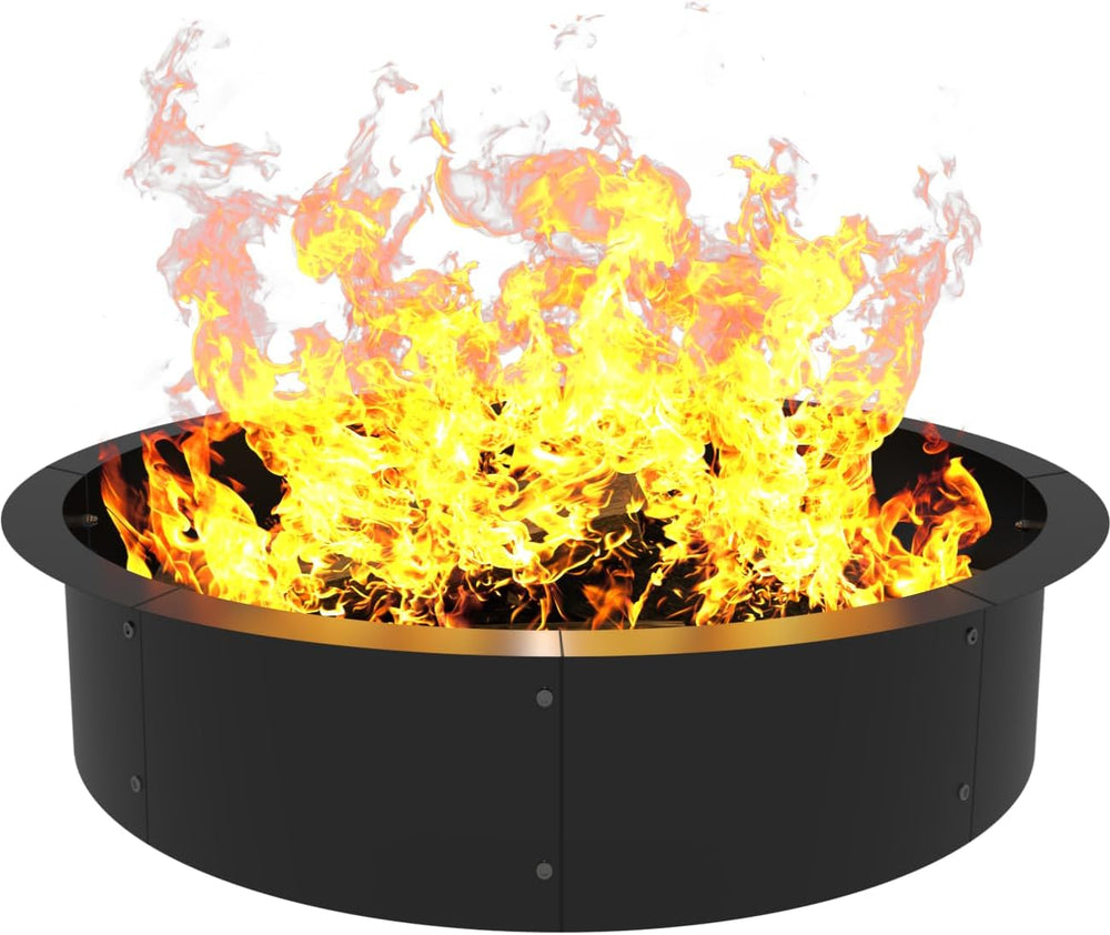 36-Inch Round Outdoor Fire Pit Ring Insert Firepit Kit, Black