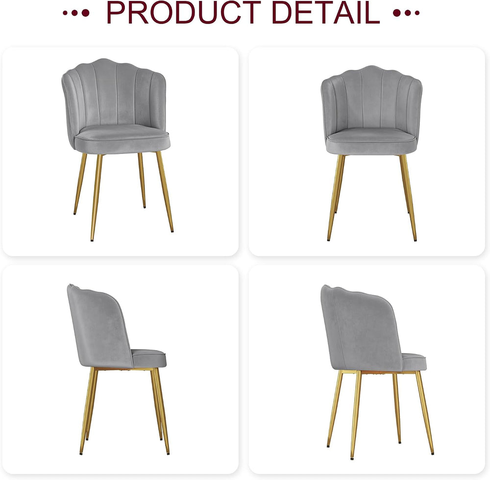 VECELO Velvet Dining Chairs Set of 2, Modern Upholstered Kitchen Chairs with ...