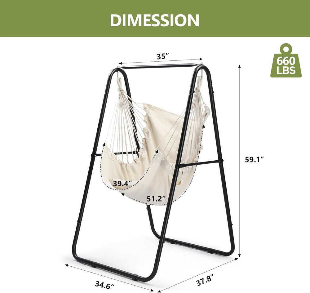 ONCLOUD 600LBS Heavy-Duty Hammock Chair with Stand, Steel Hanging Chair Stand...