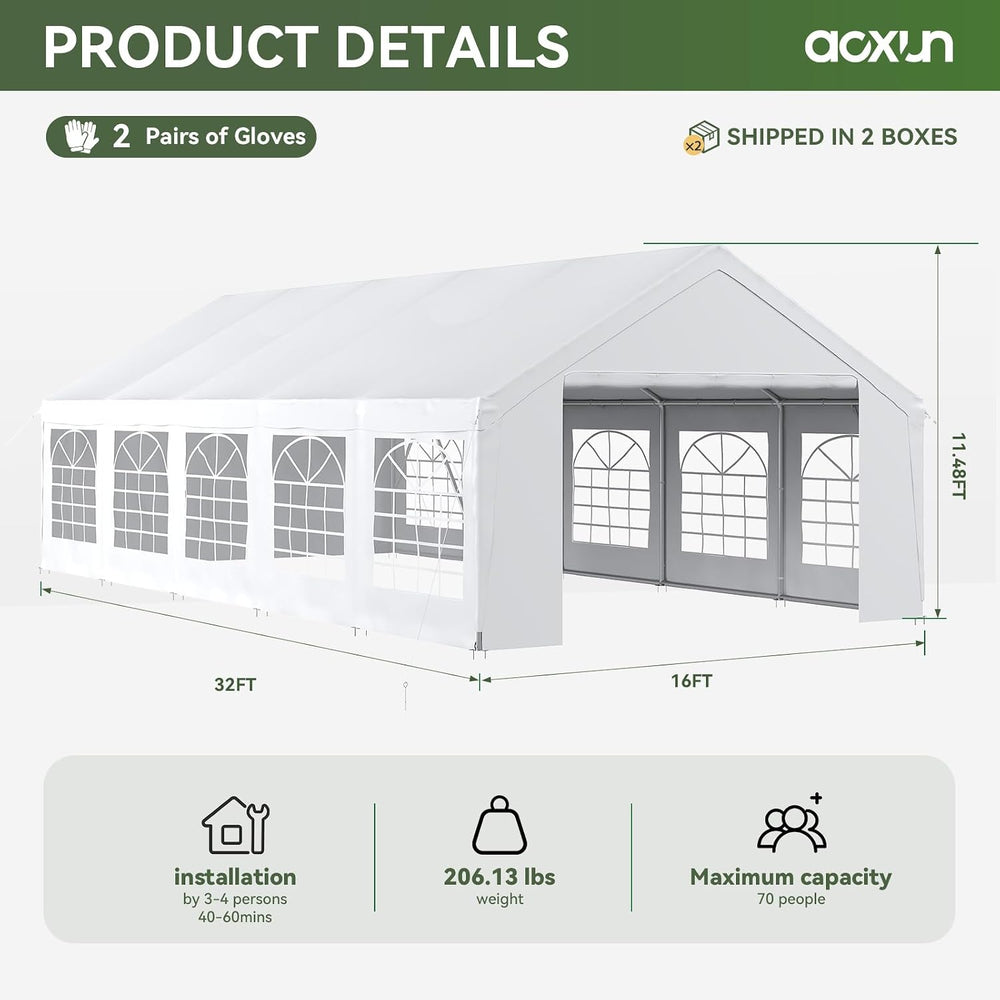 Aoxun 32x16 Party Tent,Heavy-Duty Canopy Tents for Parties Weddings Events