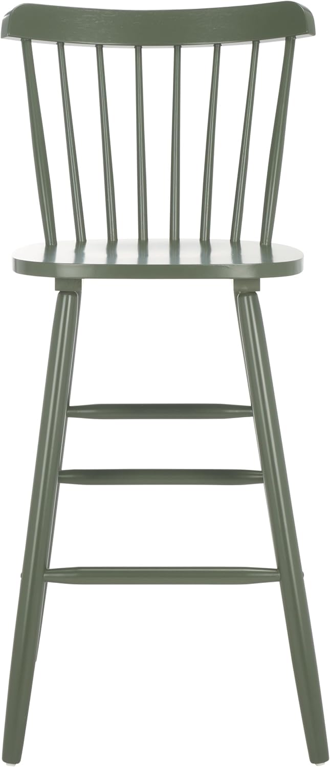 SAFAVIEH Furniture - Galena Bar Stool Set of 2 - Dusty Green - Solid Wood - M...