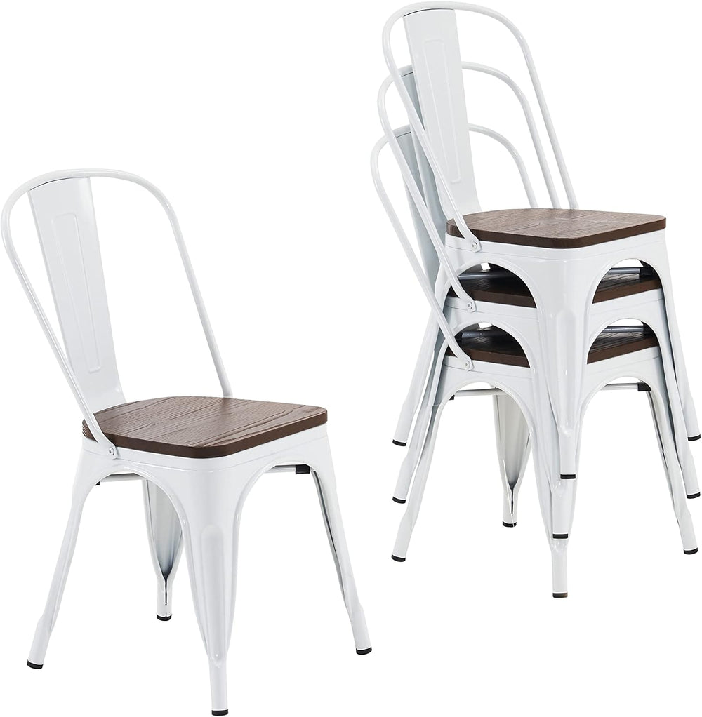 Nazhura Metal Dining Chair Farmhouse Tolix Style for Kitchen Dining Room Café...
