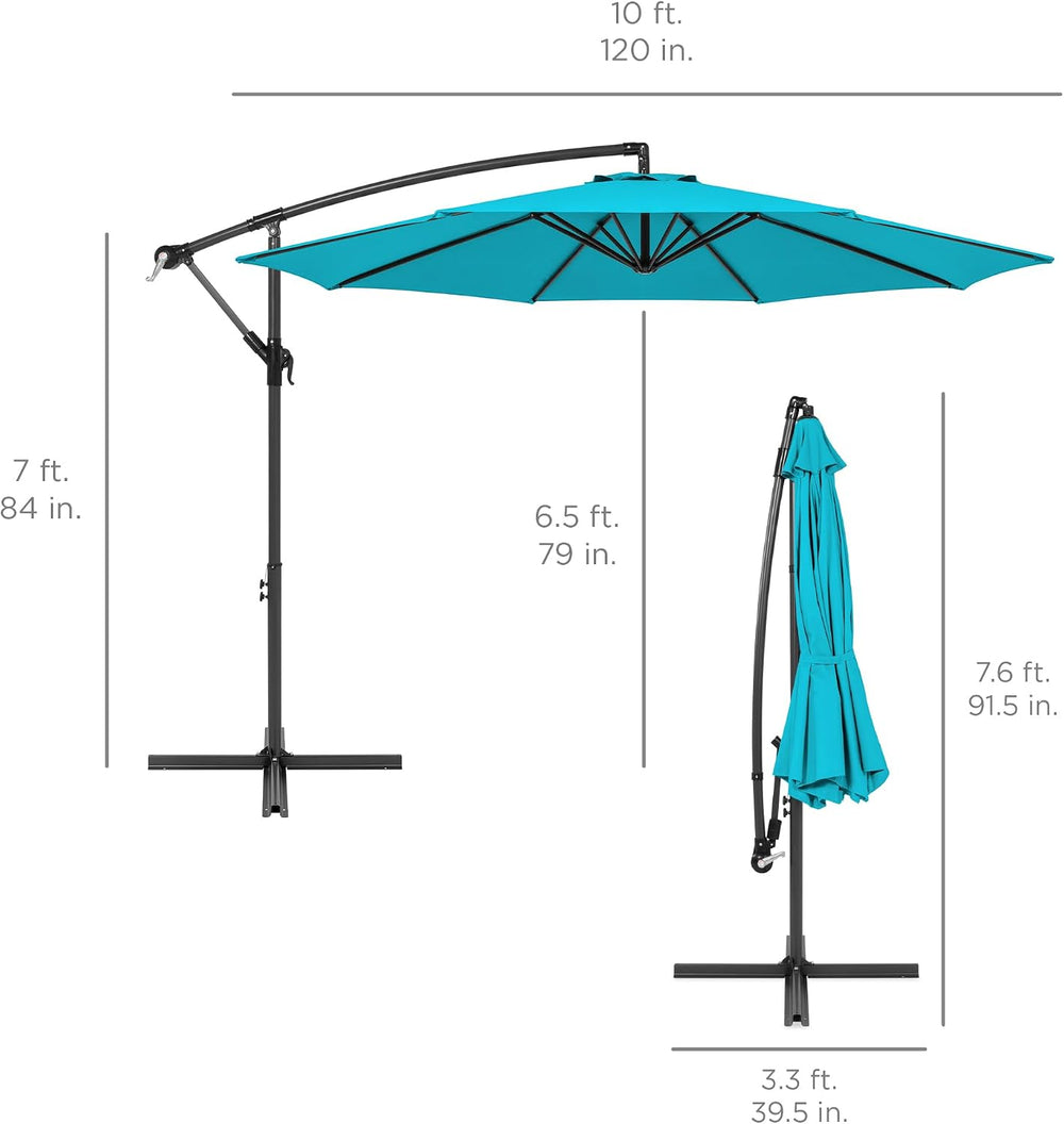 Best Choice Products 10ft Offset Cantilever Hanging Market Patio Umbrella, 8 ...
