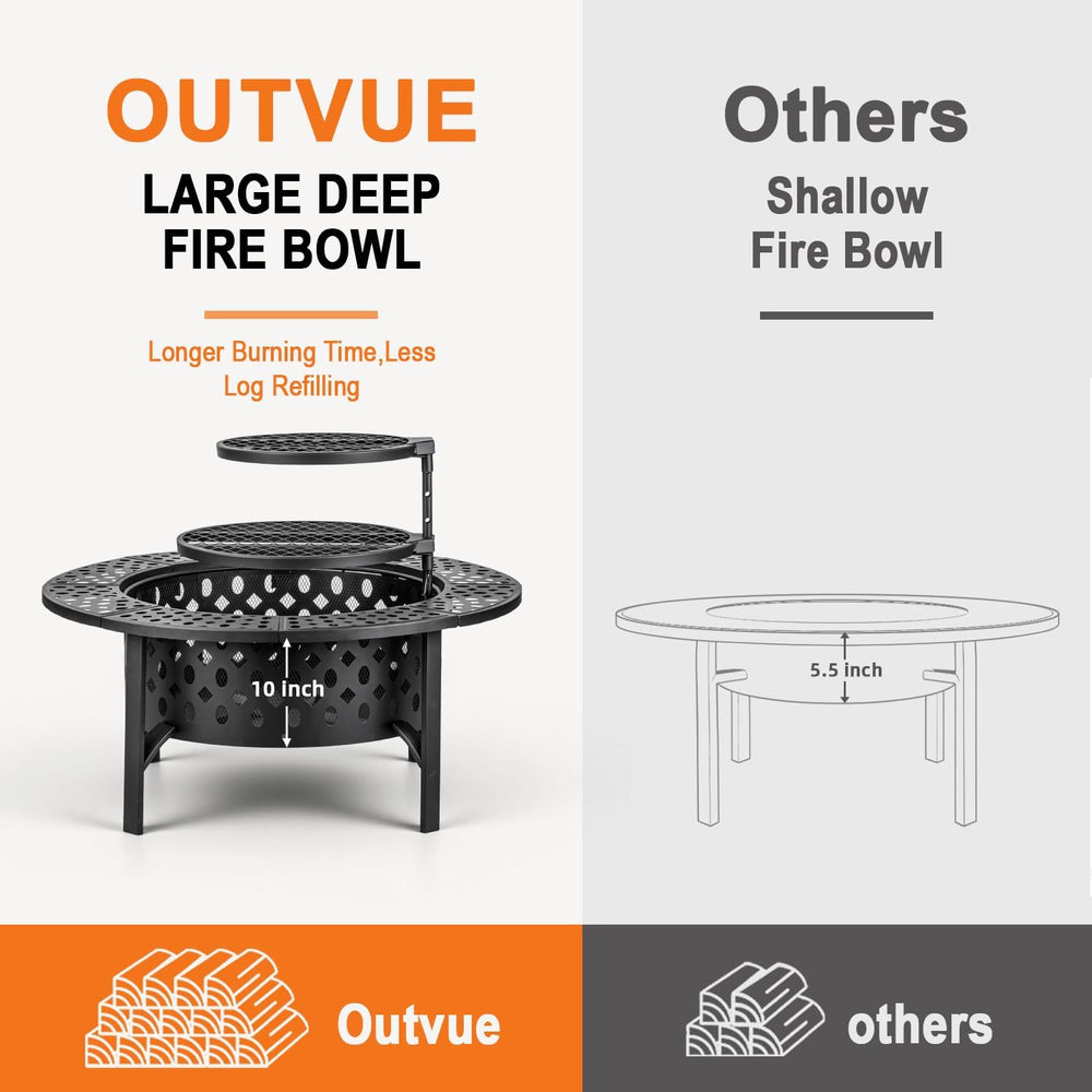 OutVue 47 Inch Fire Pit with 2 Grills