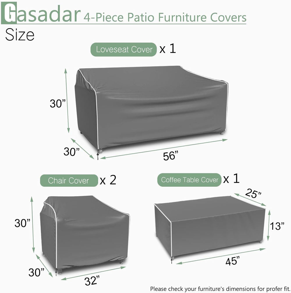 Gasadar Patio Furniture Covers 4-Piece Set, Grey