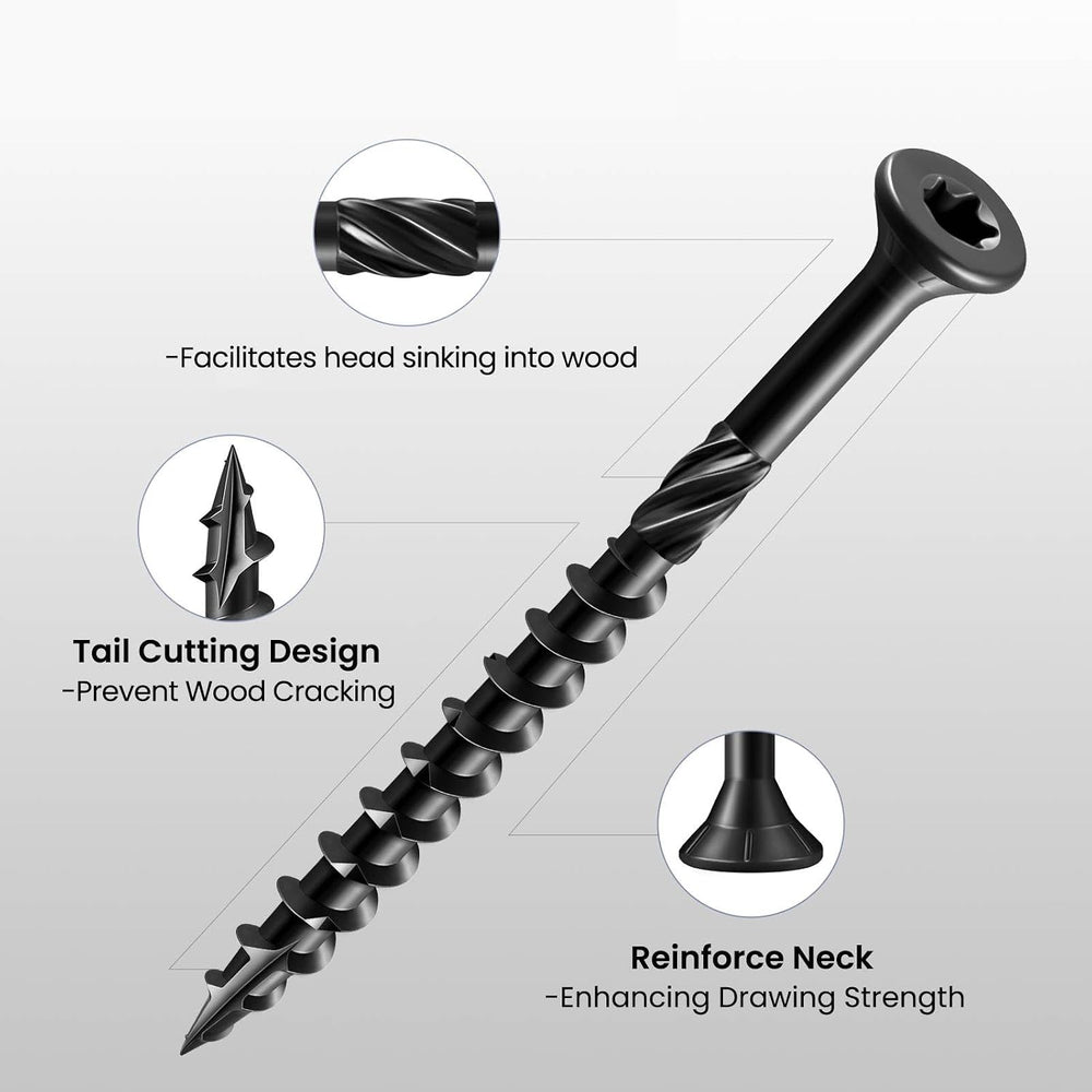 #14 Deck Screws 3 Inch Exterior Decking Wood Screws Heavy-Duty Outdoor Torx D...