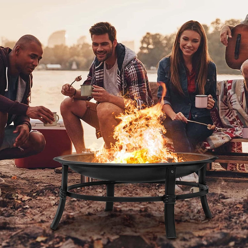 SINGLYFIRE 26 Inch Fire Pit for Outside Outdoor Wood Burning Firepit Bowl Hea...