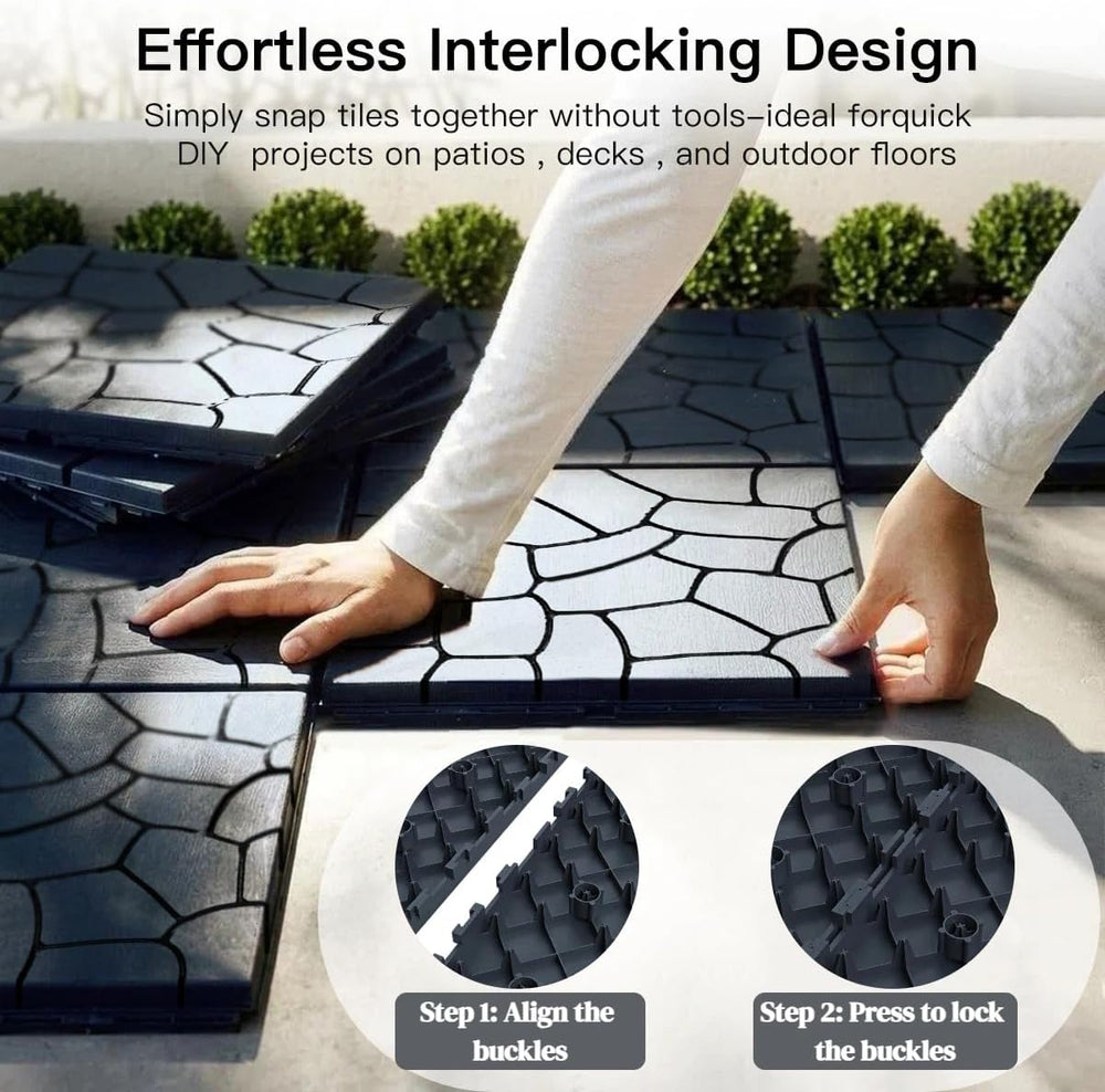 Interlocking Deck Tiles 44 Pack, Plastic Outdoor Deck Tiles for Patio, 12&quo...
