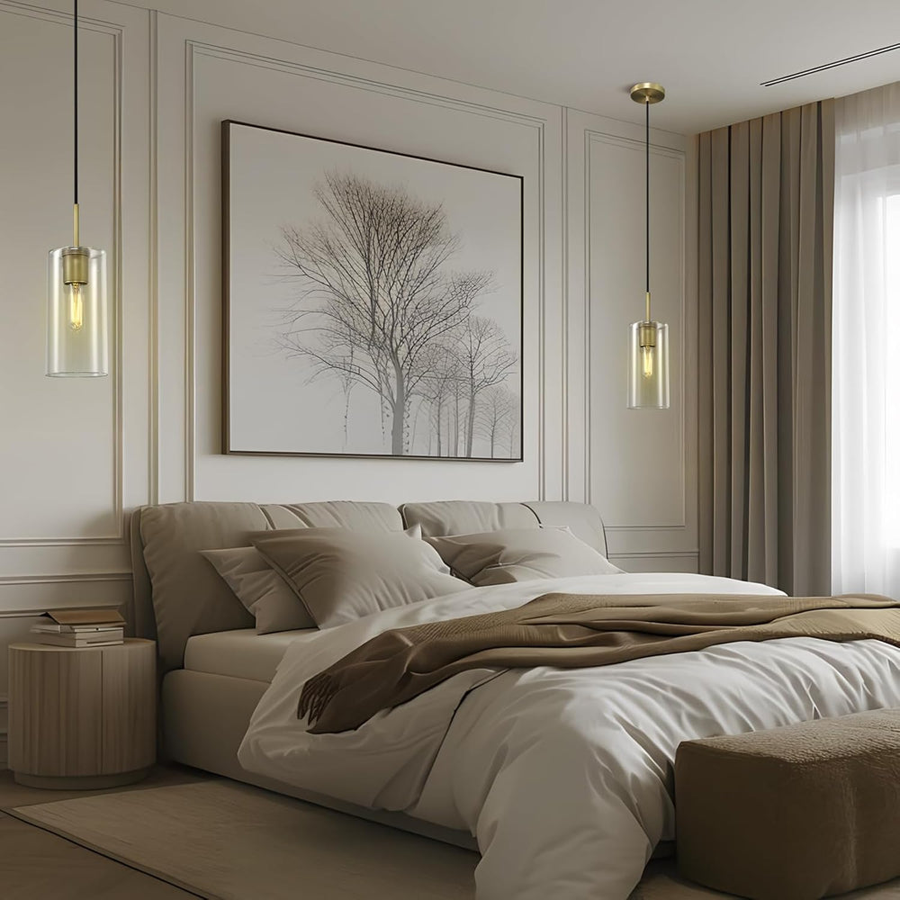 Modern Brass Pendant Lights Kitchen Island Glass Pendant Light Fixtures, 9.5&...