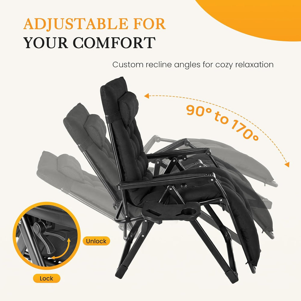 NEWBULIG Zero Gravity Chairs Set of 2, Outdoor Chairs with Cup Holder Trays