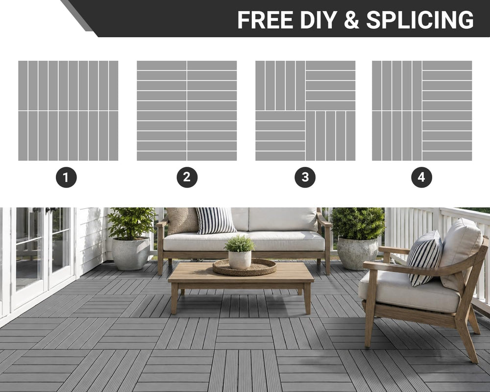 PrimeZone 36 PCS Plastic Interlocking Patio Deck Tiles Outdoor All Weather