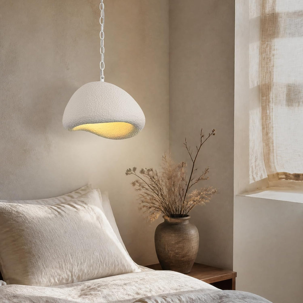 Upgraded 11.8in Wabi Sabi Pendant Light,E26 Base,Fiberglass hanging lamp