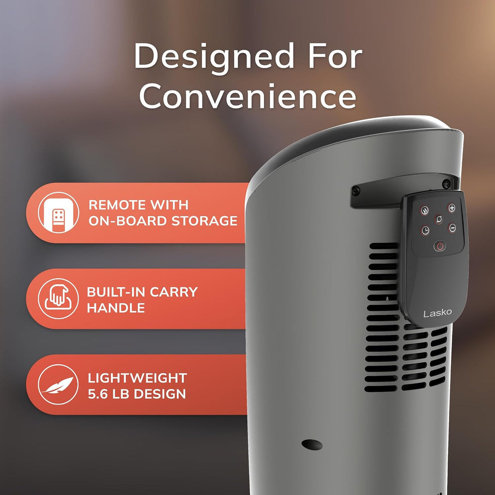 Lasko 1500W Ceramic Tower Space Heater with Remote, Thermostat, Timer & W...