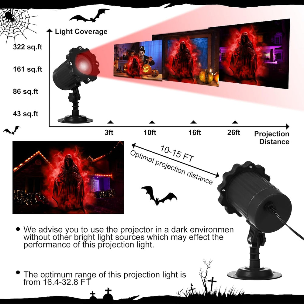 Treela Halloween Ghost Projector Light Outdoor Decoration, Red, Dynamic