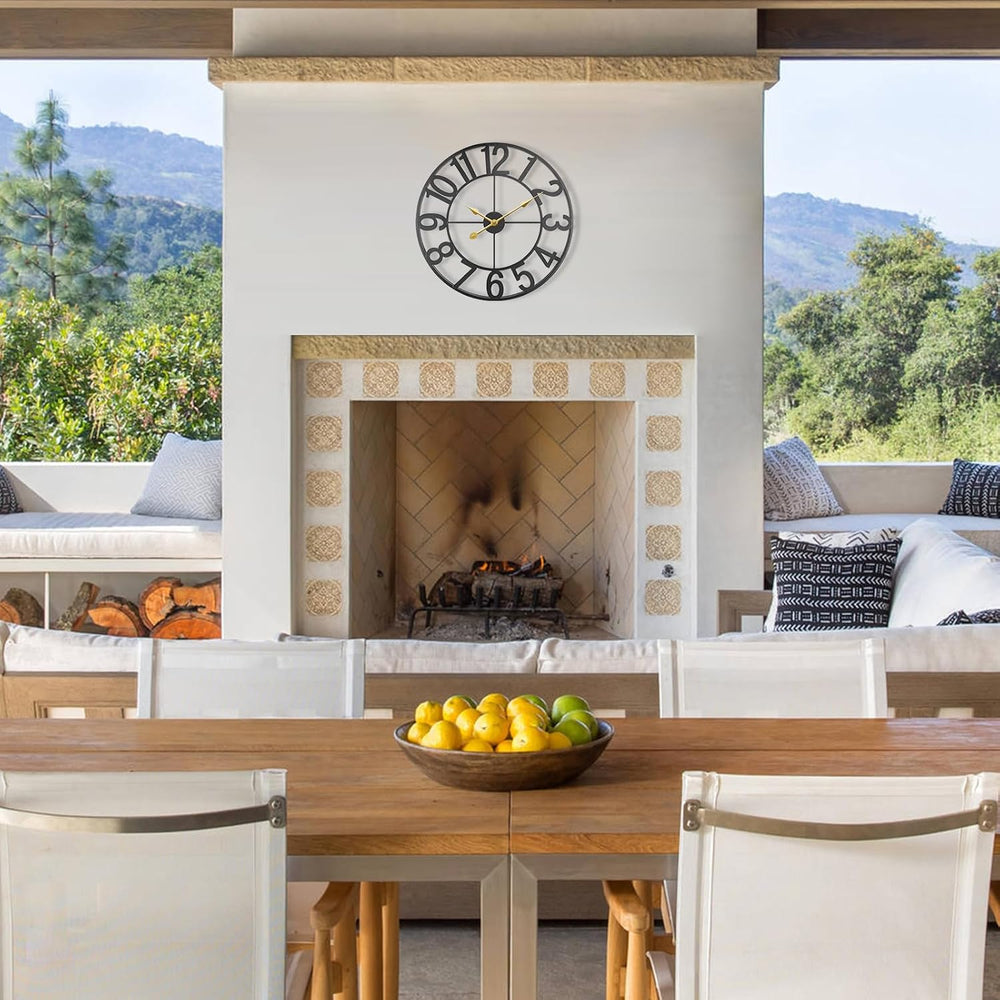 Large Outdoor Clock, Silent Non-Ticking Battery Operated Outdoor Wall Clock, ...
