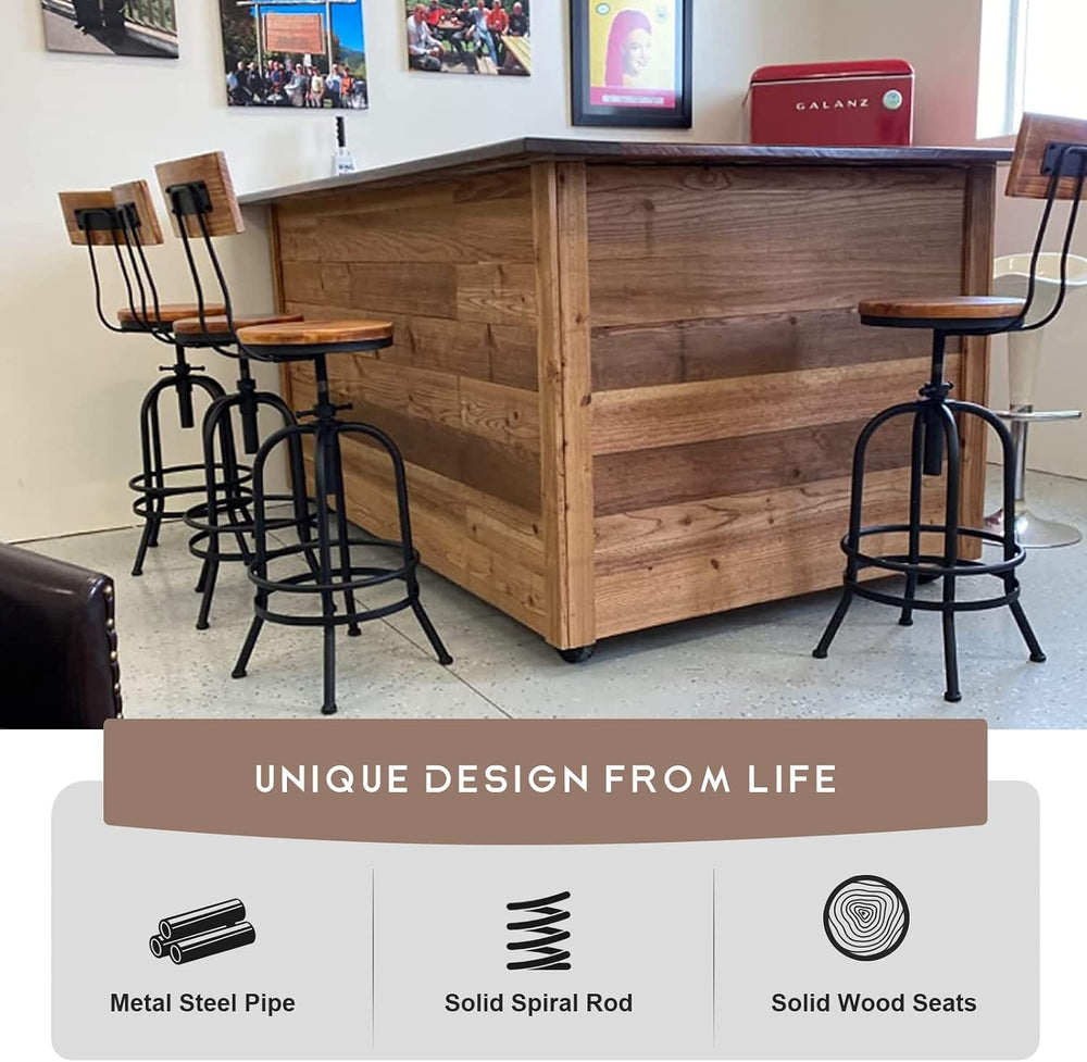 3-Piece Bar Height Table & Stools Sets for Cocktail Bistro Home Pub Party...