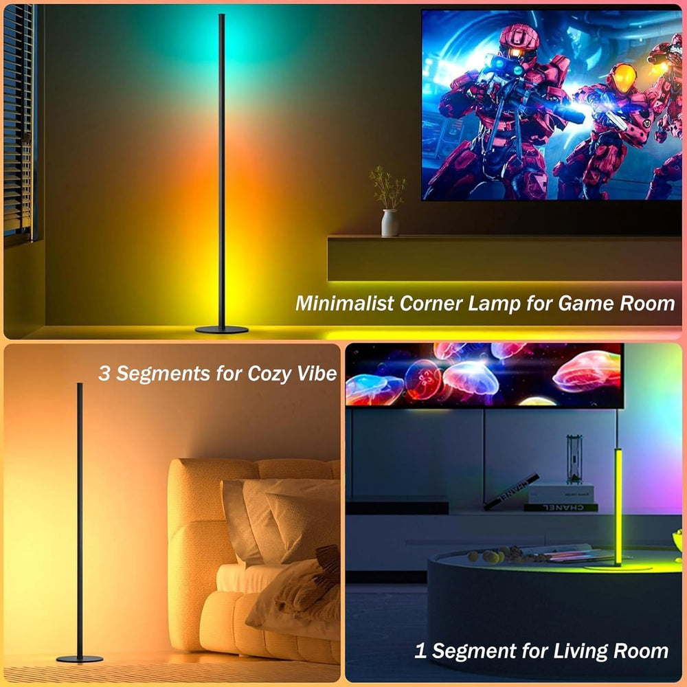 Corner Floor Lamp 2 Pack, RGB IC LED Corner Lamp 55" with APP Control, 1...