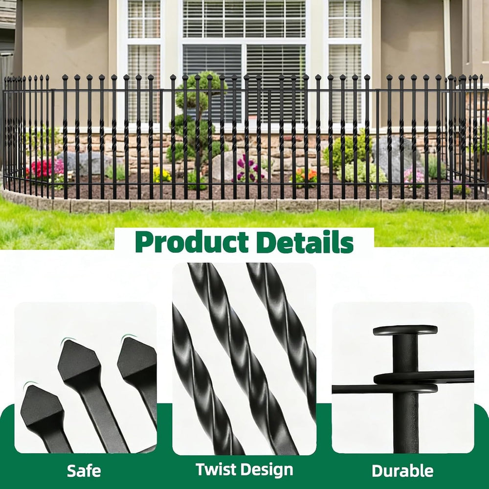 GILPWA 10 Panels No Dig Decorative Garden Fence, 32in(H)×24Ft(L)