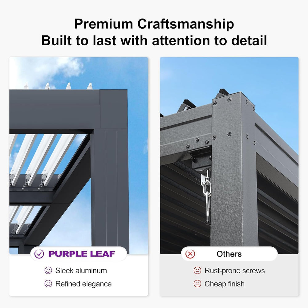 PURPLE LEAF Louvered Pergola 14' x 20' Patio Pergola Hidden Drainage ...
