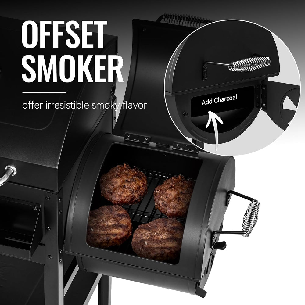 ZH3005Y 2-Burner Gas & Charcoal Grill Combo with Offset Smoker