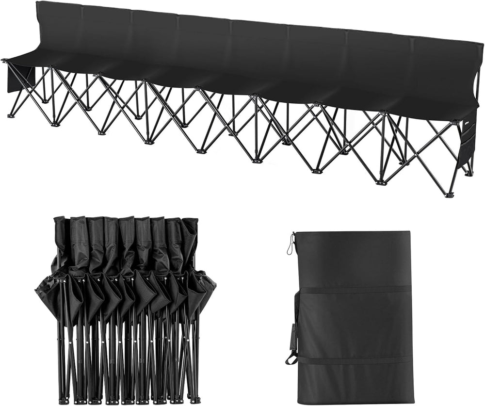 VEVOR Portable Folding Bench, 8 Seats Foldable Sideline Bench, Outdoor Campin...