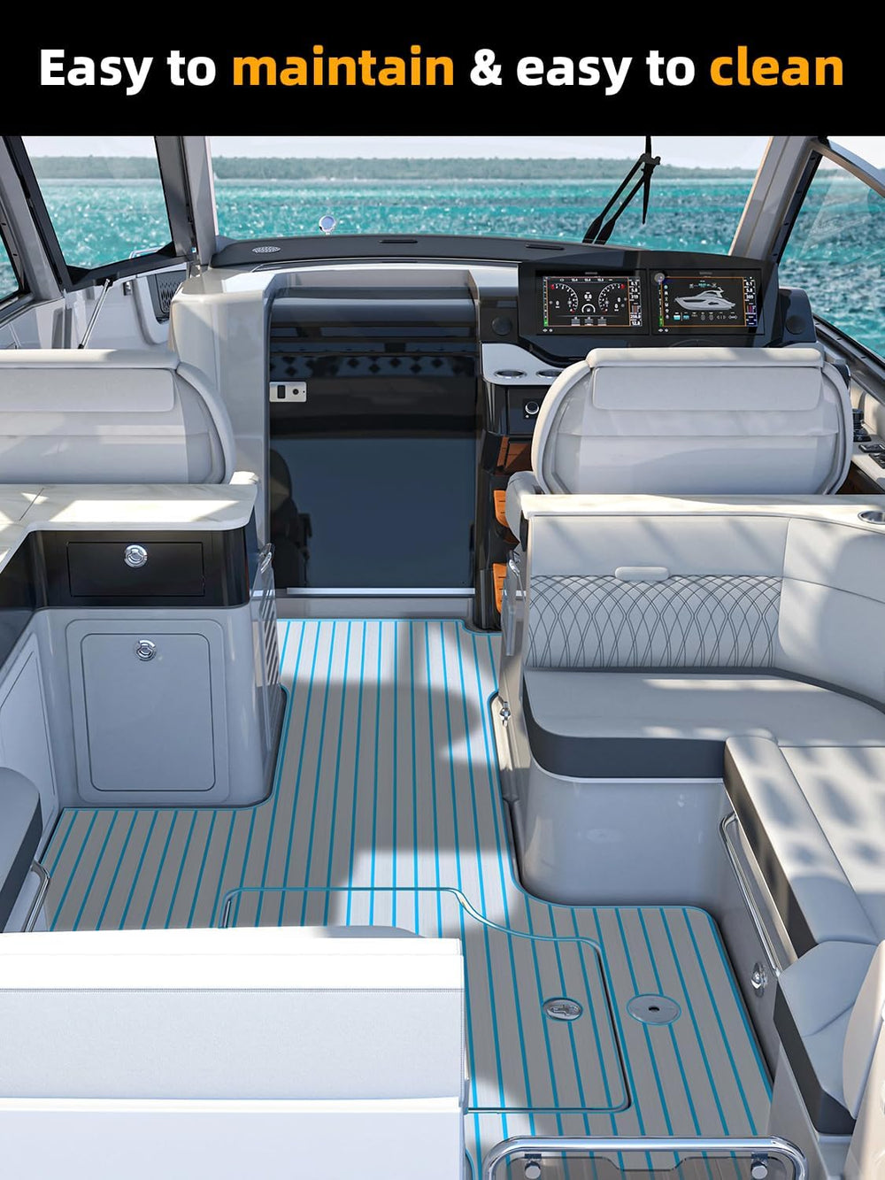 FOCEAN Boat Flooring EVA Foam Boat Decking Faux Teak Marine Flooring Marine M...