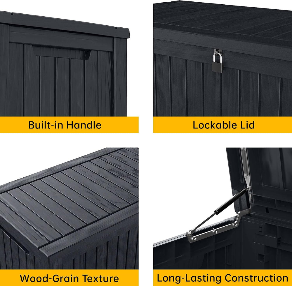 DRATO 200 Gallon Deck Box, Waterproof Resin Large Outdoor Storgae Box for Pat...